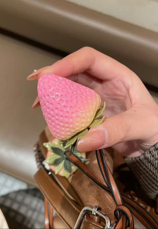 Simulated strawberry keychain