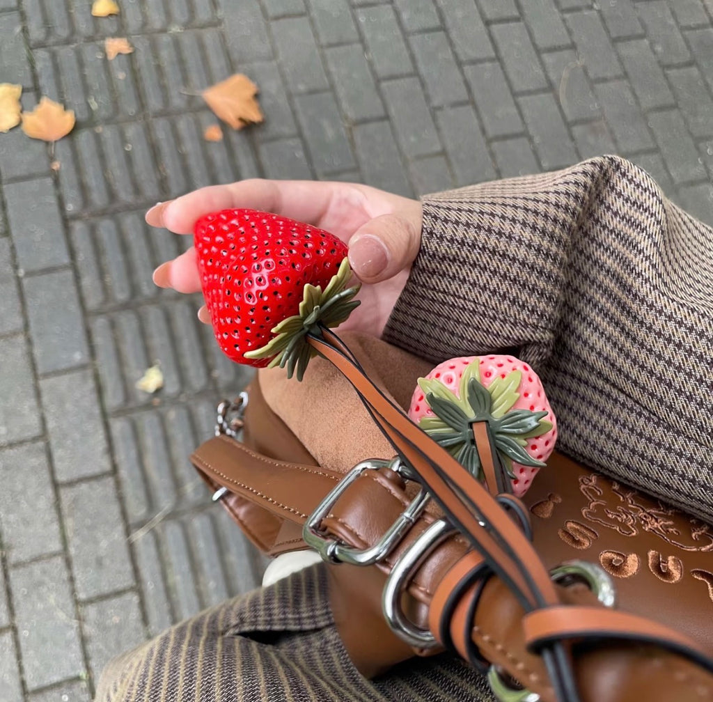 Simulated strawberry keychain