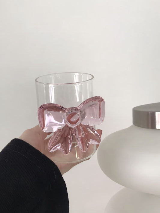 Pink Bow Glass Cup