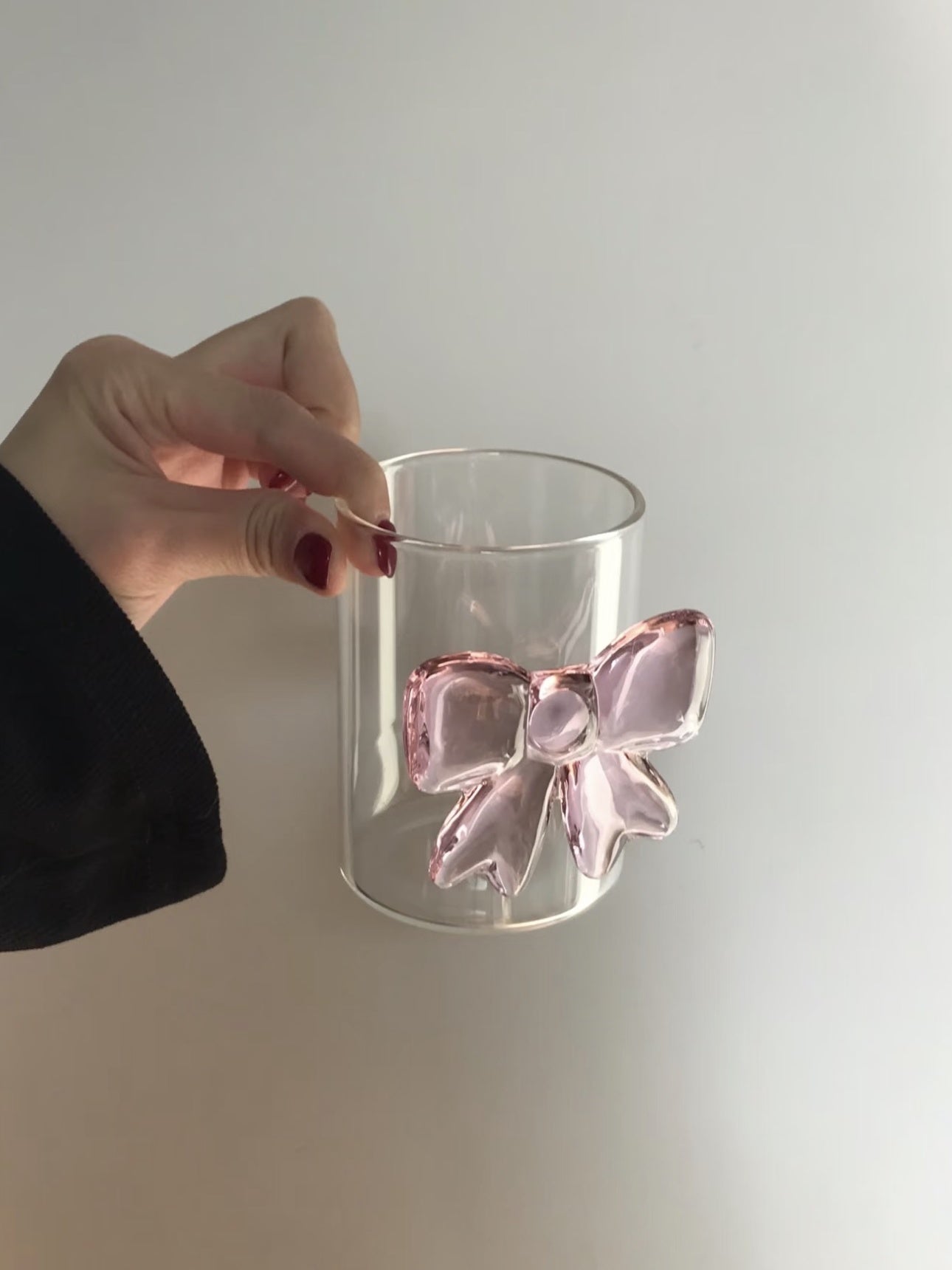 Pink Bow Glass Cup