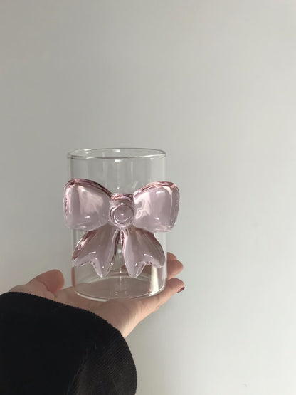 Pink Bow Glass Cup