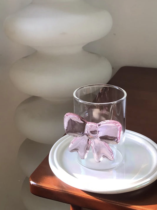 Pink Bow Glass Cup