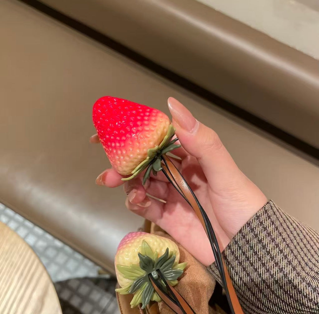 Simulated strawberry keychain