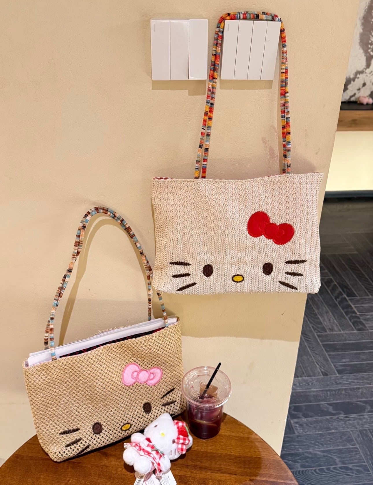 Kitty Cat Knit Bag, Colorful Knit Bag Straps