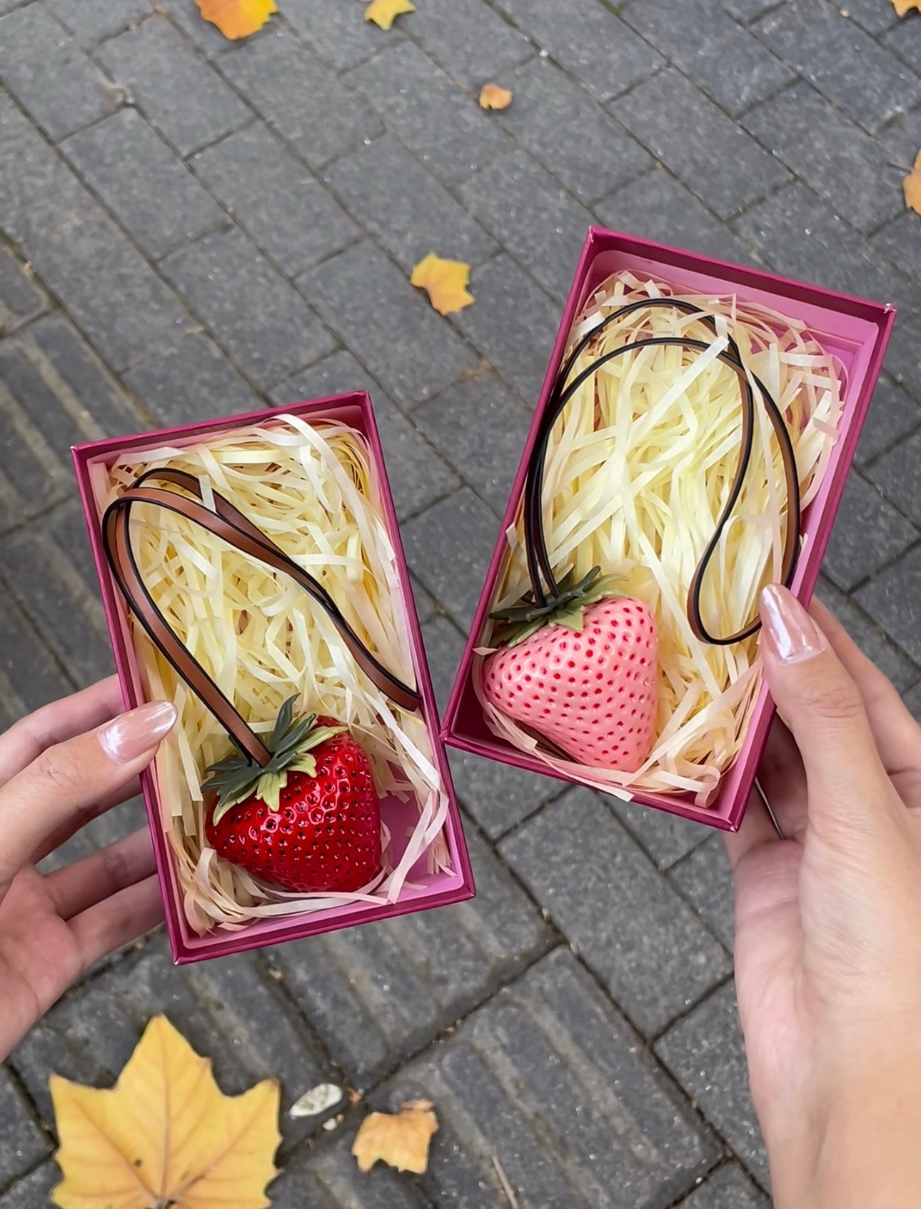 Simulated strawberry keychain