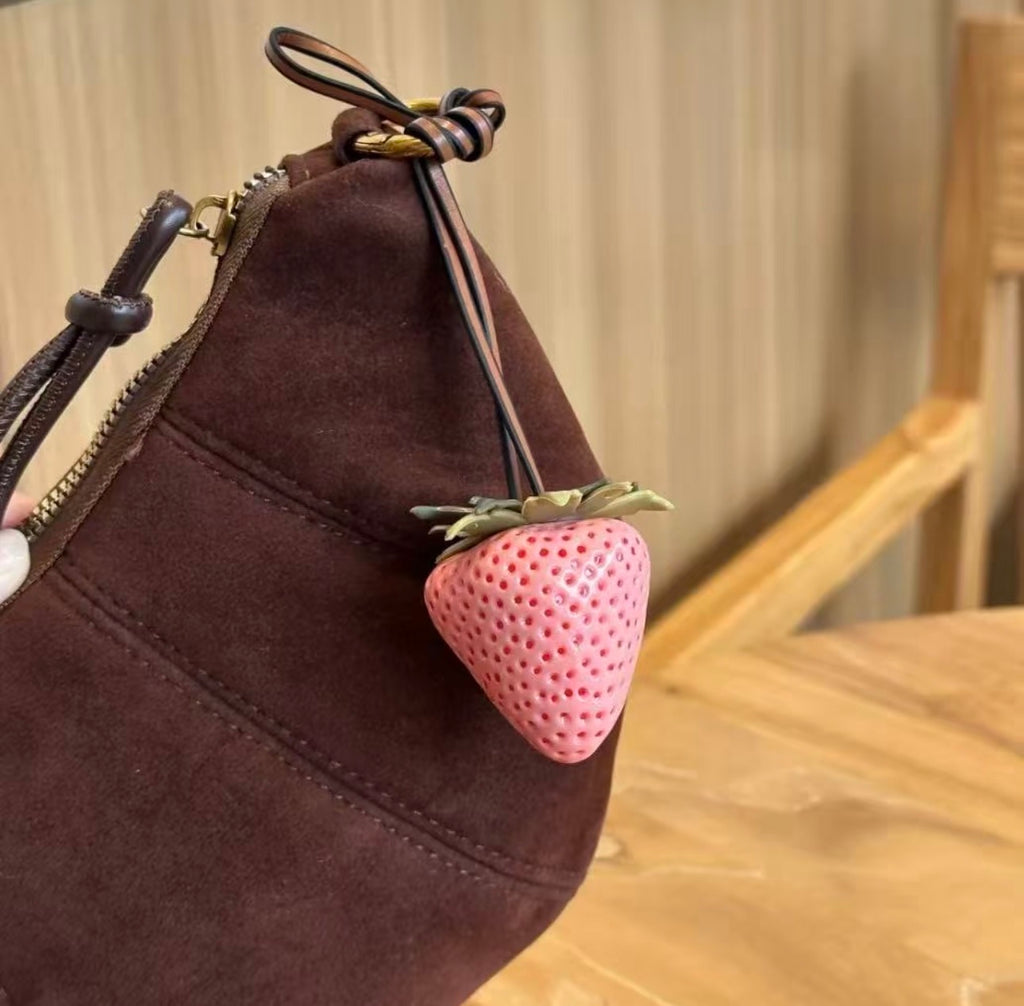 Simulated strawberry keychain