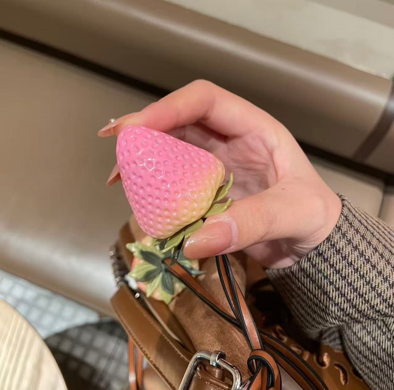 Simulated strawberry keychain