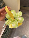 Yellow checkered floral handbag
