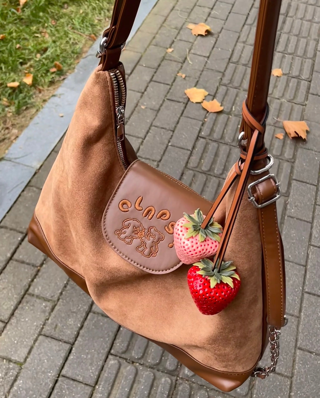 Simulated strawberry keychain