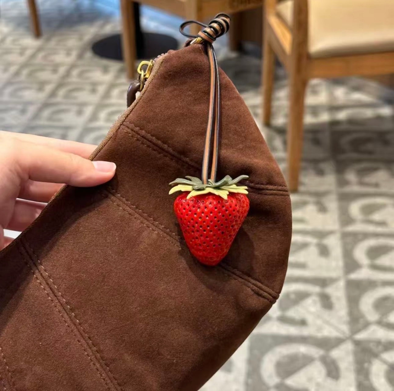 Simulated strawberry keychain