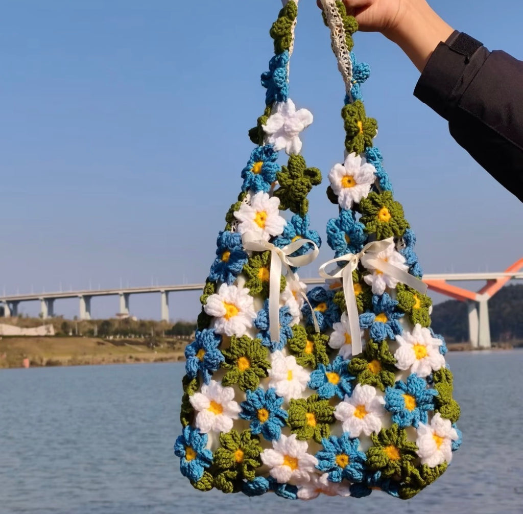 Knitted flower bag material pack, spring/summer crochet bag