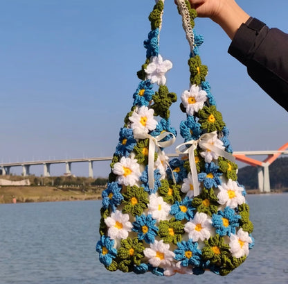 Knitted flower bag material pack, spring/summer crochet bag